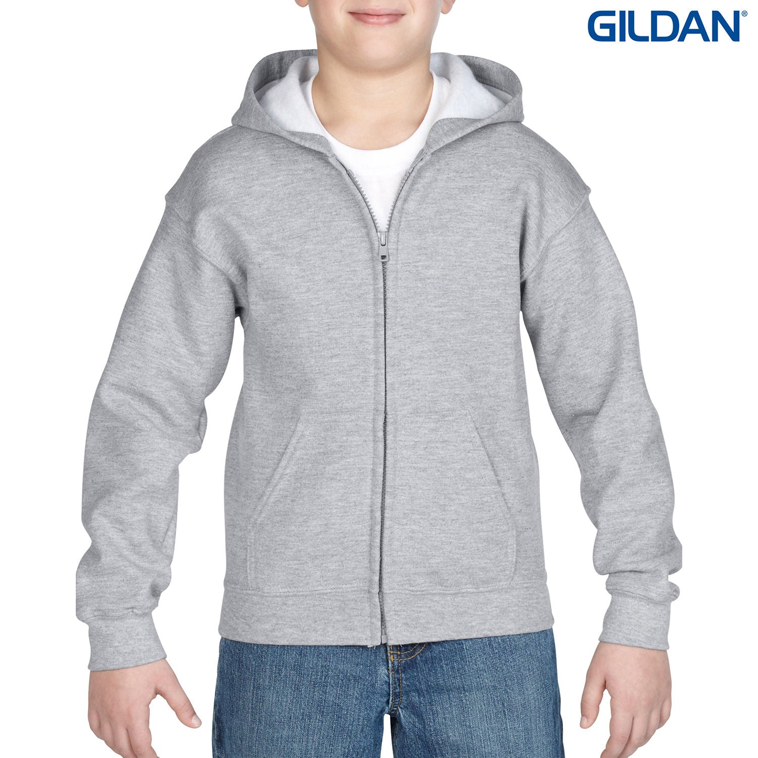 18600B Gildan Heavy Blend Youth Full Zip Hooded Sweatshirt