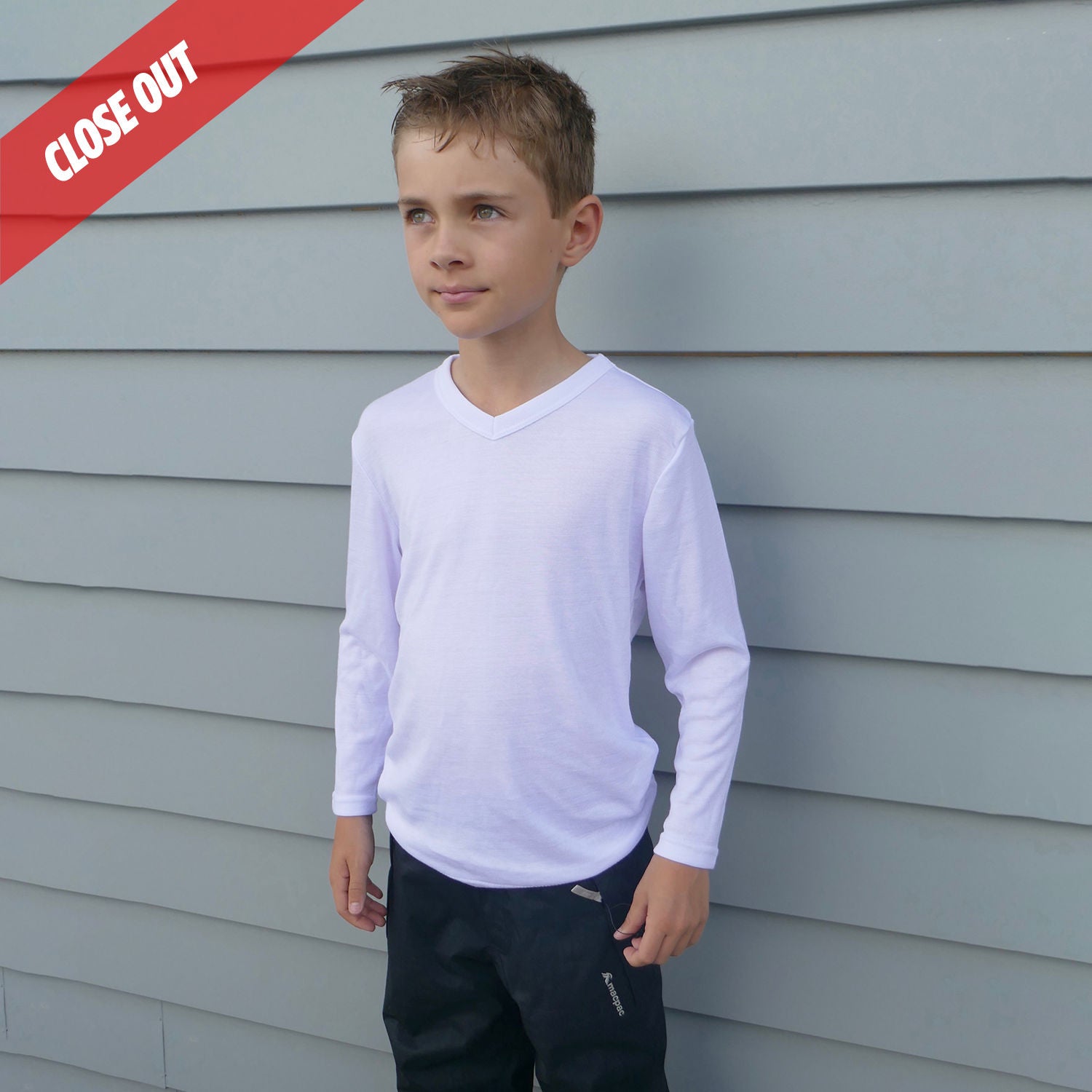 R455B Workguard Youth Longsleeve V-Neck Thermal- Clearance